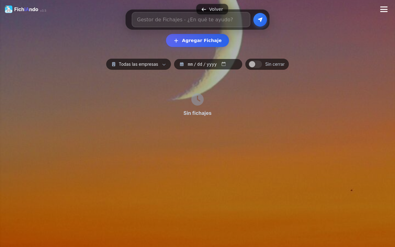 Pantalla de fichajes en FichIAndo